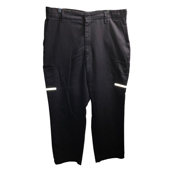 STAN HERMAN Work Utility Cargo Pants‎ Reflective Stripe Black 38R-30 - Picture 1 of 6